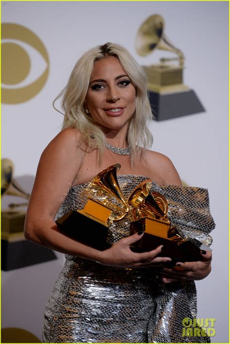 American singer, songwriter, and actress. Lady Gaga Poses with Her Three Grammys in the Press Room: Photo 4237040 | 2019 Grammys, Grammys ...