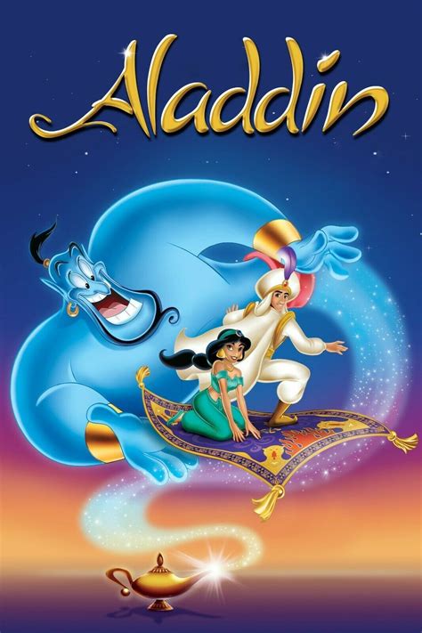 1992 Walt Disneys Aladdin Movie Poster Print Jasmine Genie Jafar Abu