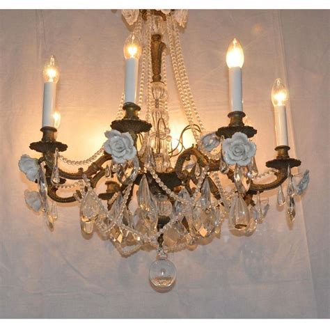 French Chandelier With Porcelain Roses For Sale At 1stdibs