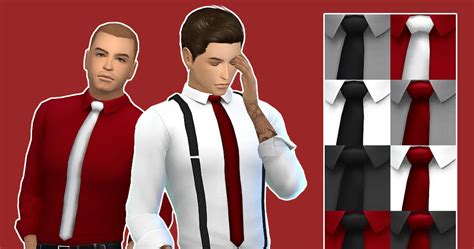 Sims 4 Ccs The Best Shirt With Tie And Suspenders For Males By