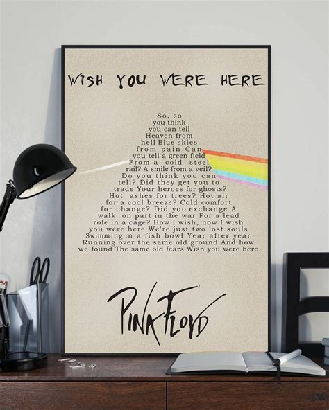 Pink Floyd Wish You Were Here Lyrics Poster Wish You Were Etsy