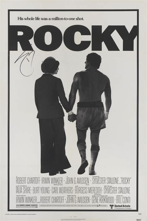 Rocky 1977 Poster Us Signed By Sylvester Stallone Original Film