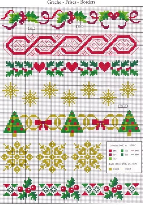 Christmas Cross Stitch Border Стежки для вышивки Вязаные крючком
