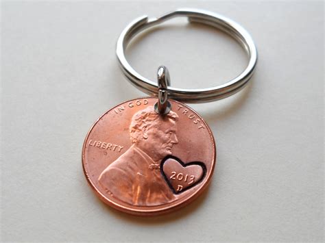 Anniversary Penny Keychain Personalized Keychain Lucky Penny Etsy