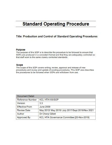 30 Standard Operating Procedure Examples In Ms Word Pages Charts