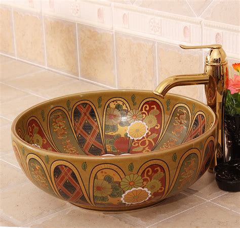 Colourful Handmade Europe Vintage Style Lavobo Ceramic Bathroom