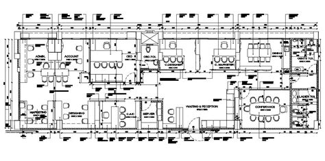 First Floor Plan Of Office Area With Architectural View Dwg File