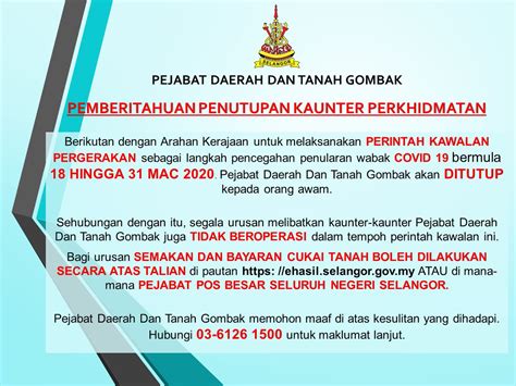 Untuk lain² cawangan boleh lihat di page ppd. Pejabat Daerah Dan Tanah Gombak