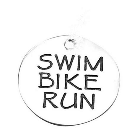 Alloy Disc Message Swim Bike Run Wife Mother Runner Miles Of Heart Charm Marathon Sport Pendant