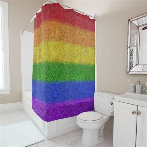 Falln Rainbow Glitter Gradient Shower Curtain Shower