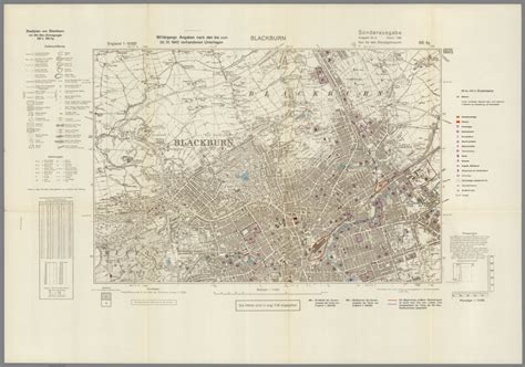 Street Map Of Blackburn England With Military Geographic Features Bb