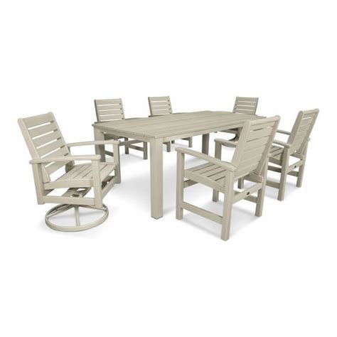 Polywood Signature 7 Pc Harvest Swivel Dining Set Outdoor Furniture