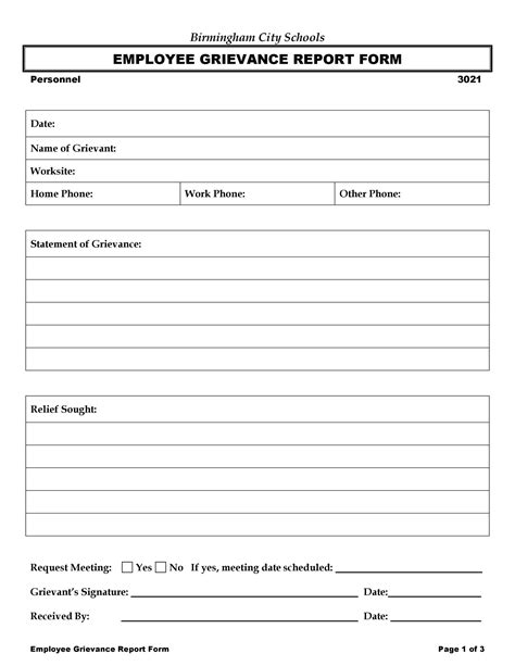 Printable Grievance Form Printable Forms Free Online