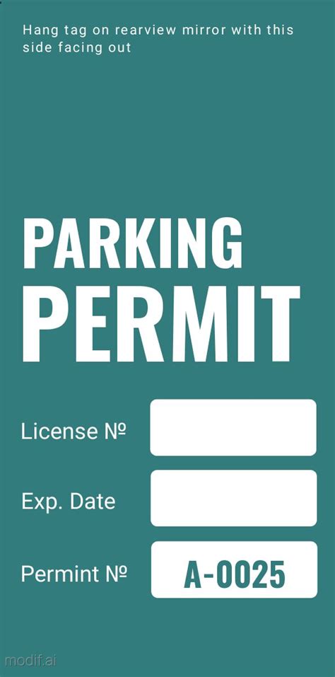 Parking Permit Template In Green Mediamodifier