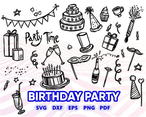 Birthday Party Svg Party Clipart Party Silhouette Party Dxf Wedding