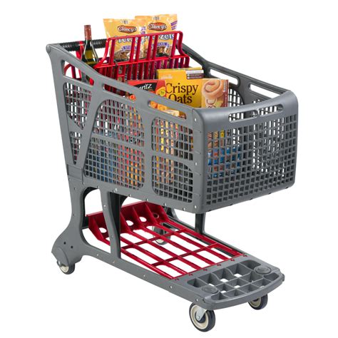 Eco Friendly Recyclable Plastic Shopping Carts Gray Red