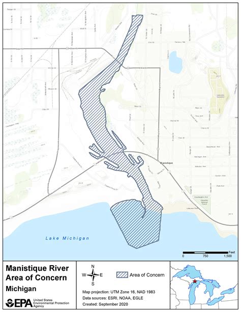 Manistique River Aoc Boundary Map Great Lakes Areas Of Concern Us Epa