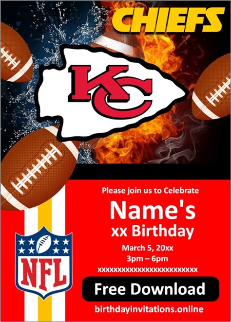 Kansas City Chiefs Invitations Birthday Invitations