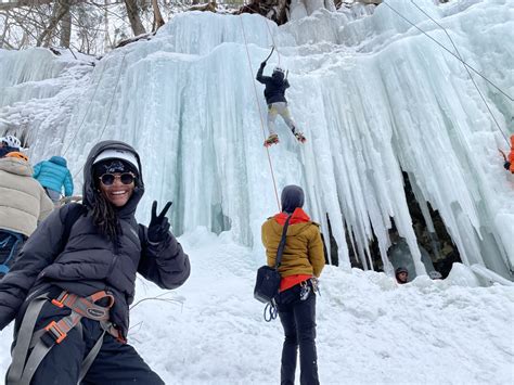 Detroiters Try Ice Climbing At Pictured Rocks During Michigan Ice Fest