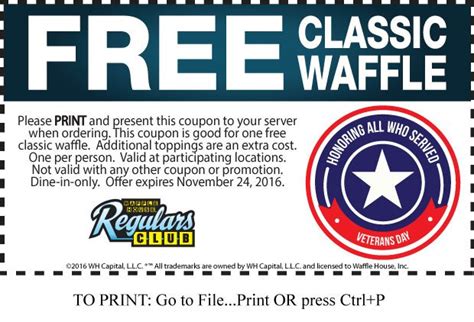 Free Classic Waffle At Waffle House Until November 24th 2016 Doctor