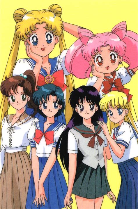 Safebooru 1990s Style 6girls Aino Minako Arm Behind Head Arm Up