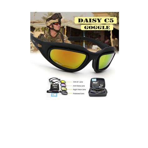 daisy c5 polarized army goggles military sunglasses with 4 lens kit shopee malaysia