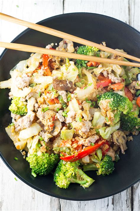 Cauliflower fry recipe with step by step pics. Cauliflower "Rice" Stir-fry with Ground Pork - Bound By Food