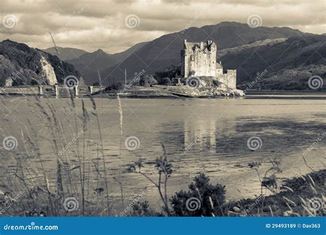 Eilean Donan Castle Black And White Stock Image Image Of Tourist