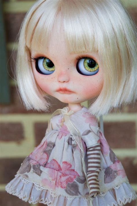 Ooak Custom Blythe Doll With Blonde Bob And Freckles Trudy Blonde Bob