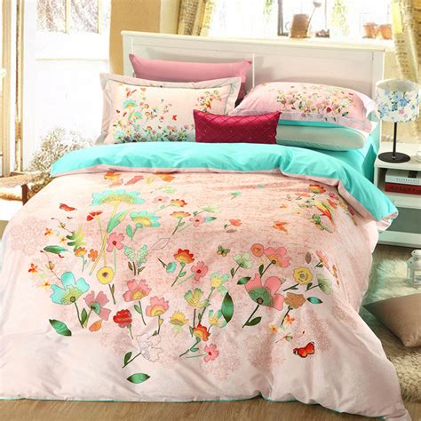 Elegant Style Light Pink Floral Print Bedding Set Ebeddingsets