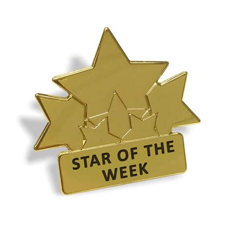 Star Of The Week Metal Badge Gold Pin Fastening