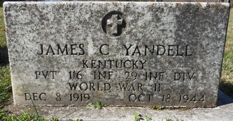 116th Infantry Regiment Roll Of Honor Pvt James Carl Yandell