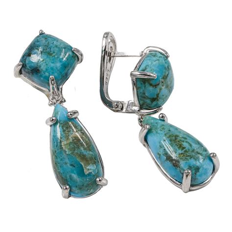 Natural Unheated Turquoise Solid Sterling Silver Earrings Buy Online