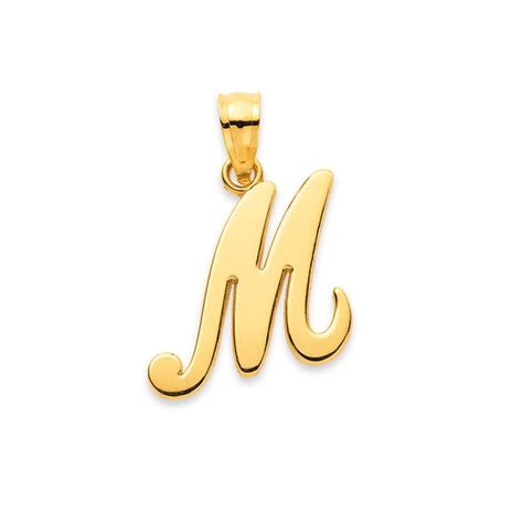 9ct Gold Script Initial M Pendant Prouds