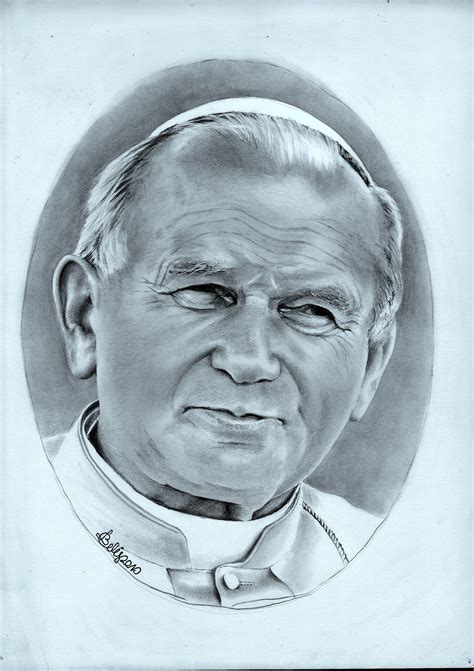 Portret Jan Paweł Ii Rysunek Ołówkiem Format A4 Pencil Drawing
