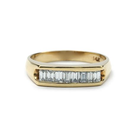 Diamond Baguette Wedding Band In Yellow Gold New York Jewelers Chicago