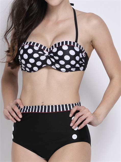 Sexy Halter Polka Dots Bikini Sets High Waist Push Up Bikini Sets For Women Online Newchic