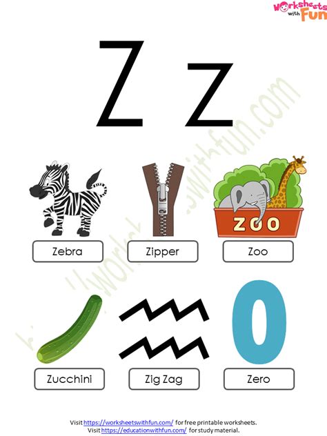 English Preschool Alphabet Letter Z Concept