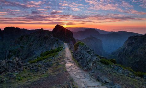 Nature Landscape Mountain Sunset Hiking Path Clouds Portugal Mist Wallpapers Hd