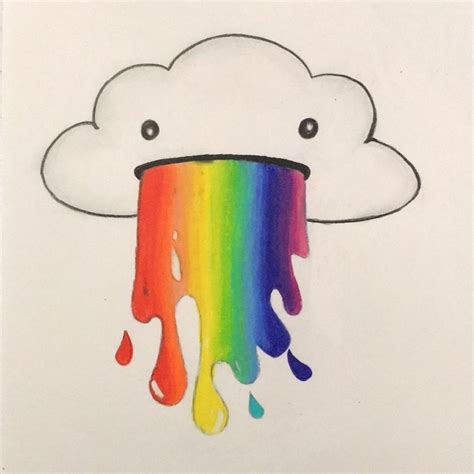 A Drawing Of A Cloud With A Rainbow Dripping From It