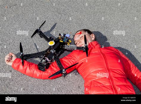 Pretty Woman Attacked By Drone Quadrocopter With Bleeding Head Injuries