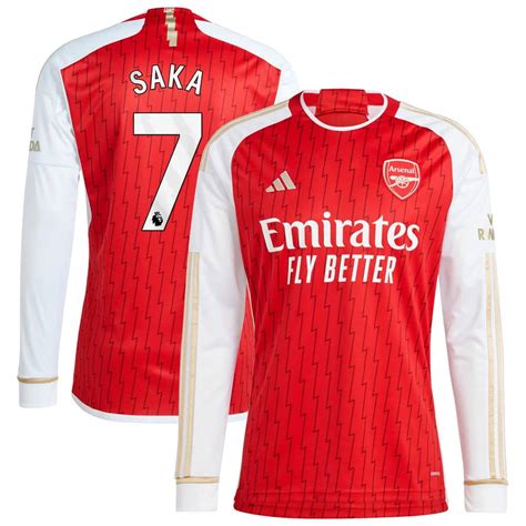 Bukayo Saka Arsenal Adidas 202324 Home Replica Player Long Sleeve