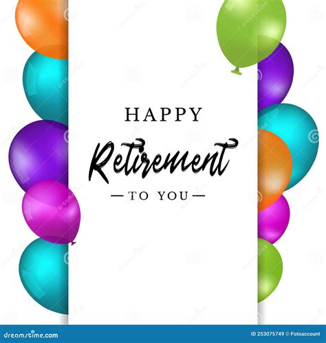 Happy Retirement Balloon Banner Colorful Vector Illustration Isolated
