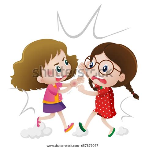 Two Angry Girls Fighting Illustration Stock Vector Royalty Free 657879097