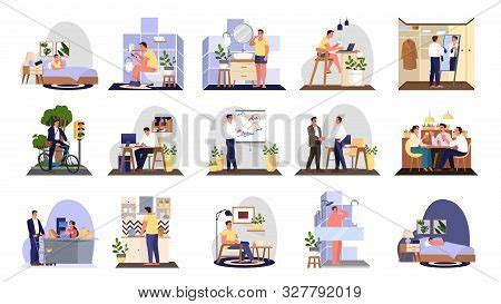 Daily Routine Man Set Vector Photo Free Trial Bigstock