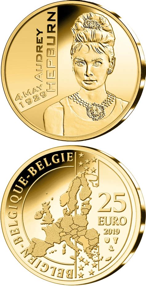 Gold 25 euro coins. The euro coin series from Belgium