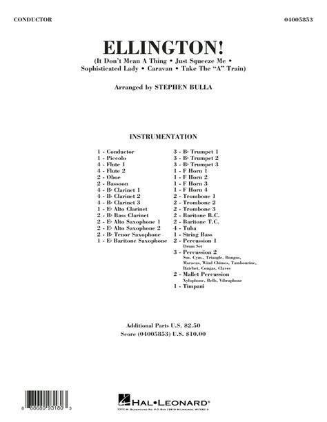 Ellington Arr Stephen Bulla Conductor Score Full Score By Duke Ellington Sheet Music For