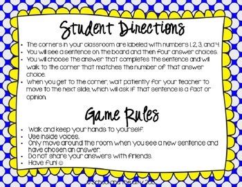 Four corners game in classroom. Fact or Opinion? Four Corners Game by School and the City ...