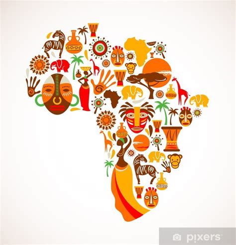 Fototapeta Mapy Afryki Z Ikon Wektorowych • Pixers® Żyjemy By Zmieniać