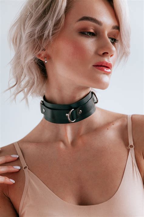 Red Leather Choker Day Collar Wide Leather Collar Choker Etsy